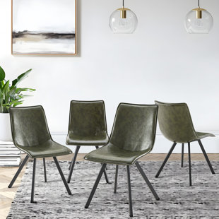 CHAIRKER Courbevoie Faux Leather Upholstered Metal Side Chair Dining Chair (Set of 4)