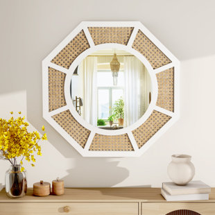 BAY ISLE HOME™ Brandy Rattan Wall Mirror Boho Mirror