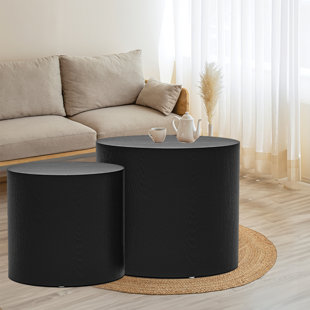 BRAYDEN STUDIO® Ashawn Wood Coffee Table Round Nesting Coffee Tables/End Table/Ottoman,Set of 2 (No Need Assembly)