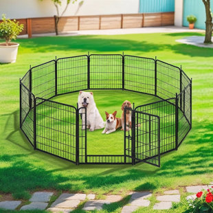 MESA HOME DEPOT 31.71'' H 12 Panel Metal Dog Playpen with Pet Door