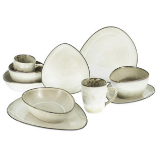 CREATABLE 10-tlg. Geschirrset CLOUDY, stone aus Steingut für 2 Personen