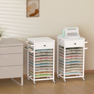 REBRILLIANT Marshana Rolling Craft Table 12 x 12 Paper Storage Cart for Craft Room Home (Set of 2)