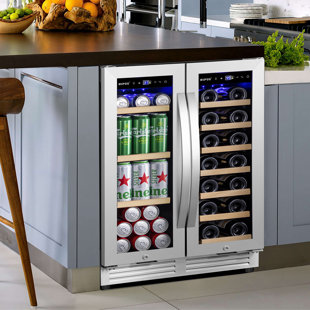 NIPUS 24 Inch 20 Bottle & 60 Can Dual Zone Wine and Beverage Refrigerator Undercounter Cooler Built-in/Freestanding for Home Kitchen Bar Office Classic Series