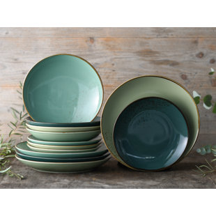 CREATABLE Nature Collection GREEN LIFE 12-tlg. Geschirrset aus Steingut für 4 Personen