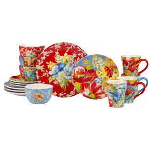 CERTIFIED INTERNATIONAL Blossom 16pc Dinnerware Set 4 Dinner Plates 4 Dessert Plates 4 Mugs 4 Ice Cream Bowls