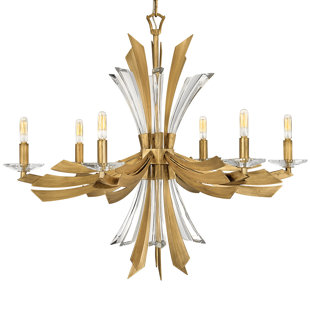 FREDRICK RAMOND Vida 29.25" Six-Light Single Tier Candle Chandelier w/ Crystal Accents