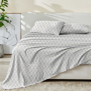 PATINA VIE MAISON 100% Cotton Percale Floral Printed Cool & Crisp Sheet Set