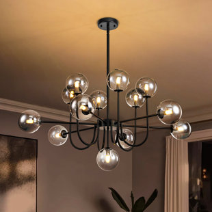 JOSS & MAIN Rael 13 - Light Sputnik Modern Linear Glass Bubble Chandelier