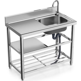 AIYCHEN 39.4" L x 20.08" W Freestanding Service Sink with Faucet