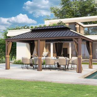 INTER HUT 18 Ft. W x 12 Ft. D Steel Patio Gazebo