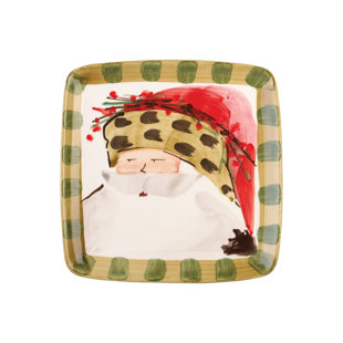 VIETRI Old St. Nick Square Salad Plate - Animal Hat