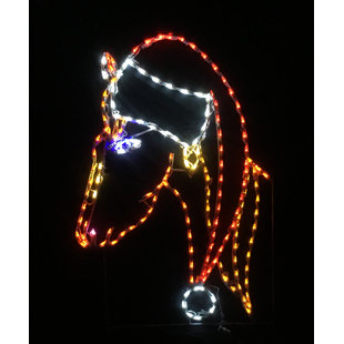 LORI'S LIGHTED D'LITES Horse Wearing Santa Hat Lighted Display