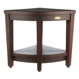 DecoTeak SnazzyCorner, Corner Shower Stool, Teak Shower Bench, Teak Bench Shower, Teak Shower Stool for Inside Shower, Bathroom Bench, Shower Stool for Shaving Legs, in Woodland Brown