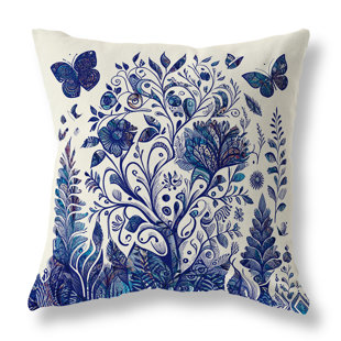 AMRITA SEN Winged Gardenia Broadcloth Throw Pillow Blown and Closed