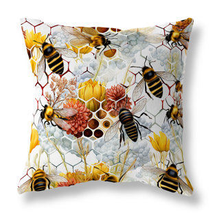 AMRITA SEN Buzzing Bees Reversible Throw Pillow