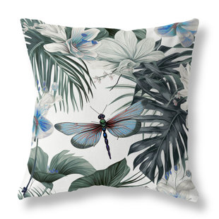 AMRITA SEN Dragonfly Dreamscape Broadcloth Throw Pillow Blown and Closed
