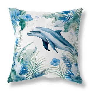 AMRITA SEN Dolphin Haven Broadcloth Throw Pillow Blown and Closed