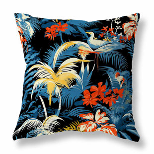 AMRITA SEN Tropi Chirp Broadcloth Throw Pillow Blown and Closed