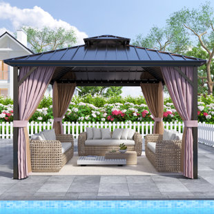 INTER HUT 12 Ft. W x 12 Ft. D Steel Patio Gazebo