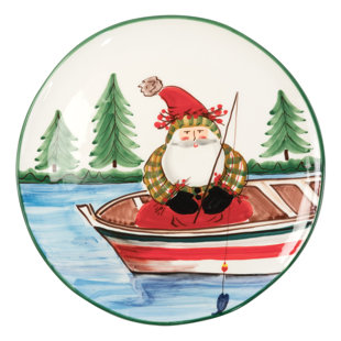 VIETRI Old St. Nick Round Platter - Fishing