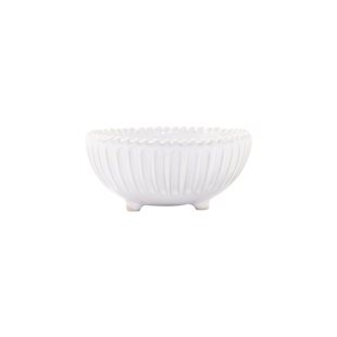 VIETRI Incanto Stone White Stripe Footed Bowl