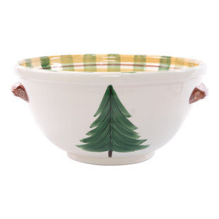 VIETRI Old St. Nick Handled Medium Bowl with Santa Reading