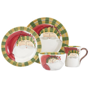 VIETRI Old St. Nick Striped Hat Four-Piece Place Setting