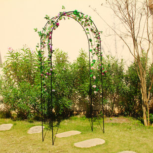 SCENDOR 94.5" H X 47.2" W Iron Metal Arbor, Decorative Arch Garden Rose Trellis Archway Wedding