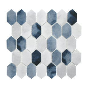 SUNWINGS 10.75" x 10.12" Hexagonal Recycled Glass Wall & Floor Tile