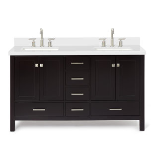 ROSECLIFF HEIGHTS Moorgate 61'' Double Bathroom Vanity with White Quartz Top with Mirror