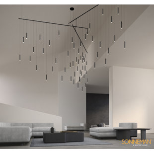 SONNEMAN Suspenders® 62 - Light Aluminum Dimmable LED Linear Chandelier