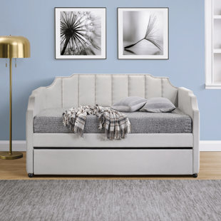PLETHORIA Amelyn Dove Grey Daybed with Trundle Bed
