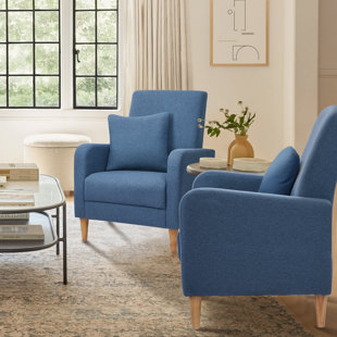 WADE LOGAN® Bjarnhild Comfort Wood-Legged Accent Armchair with Back Pillow (Set of 2)