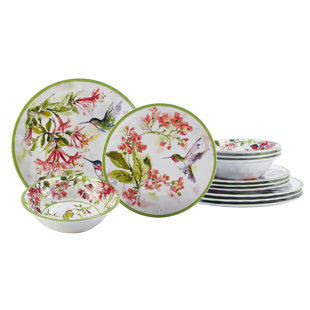 CERTIFIED INTERNATIONAL Hummingbirds Melamine 12 pc Dinnerware Set