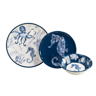 CERTIFIED INTERNATIONAL Sea Life Melamine 12 pc Dinnerware Set