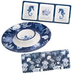 CERTIFIED INTERNATIONAL Sea Life Melamine 3pc Hostess Set