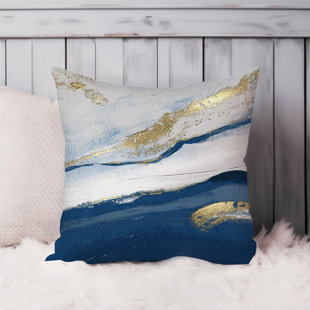 ETHAN TAYLOR Abstract Dreams of Blue and Gold Paint Brush Strokes Modern