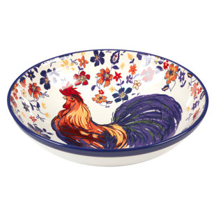 CERTIFIED INTERNATIONAL Morning Rooster Serving Bowl 13in Diam x 3in 128oz