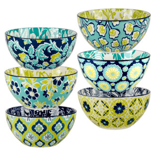 CERTIFIED INTERNATIONAL Tapestry Set of 6 All Purpose Bowl 6.25in 6 asst 6.25in Diam x 3in 30oz (Set of 6)