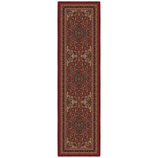 OTTOMANSON Ottohome Washable Non-Slip Rubberback Medallion Oriental Design Red Area Rug