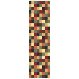 OTTOMANSON Machine Washable Non-Slip Checkered Area Rug For Living Room, Hallway Runner, Entryway Rug