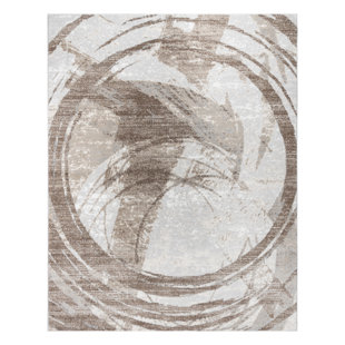Gertmenian Alor Montu Modern Abstract Tan/Ivory/Beige Polypropylene Indoor Area Rug