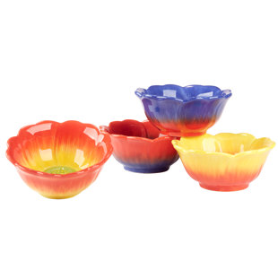 CERTIFIED INTERNATIONAL Poppy 3-D Flower Ice Cream Bowls (Set of 4)