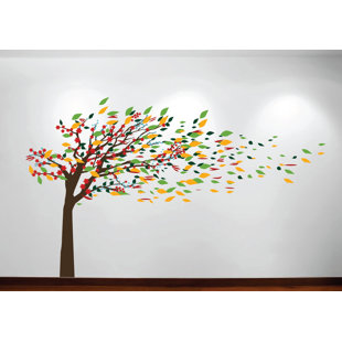 INNOVATIVE STENCILS Wind Blowing Tree Cherry Blossom Nursery Wall Decal