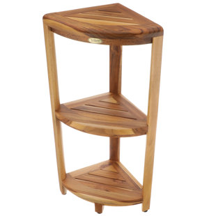EcoDecors, Snazzy Corner, Teak Corner Shower Shelf, Shower Stand Corner, in EarthyTeak™