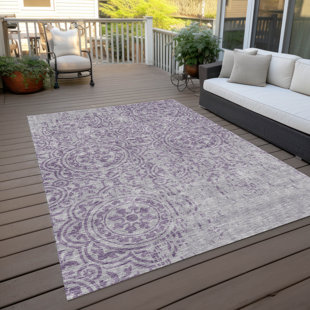 LANGLEY STREET® Lamanna Oriental Machine Woven Polyester Indoor / Outdoor Area Rug in Lavender