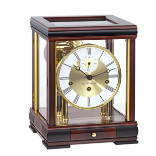 HERMLE BLACK FOREST CLOCKS Bergamo Ornate Glam Analog Solid Wood Mechanical Tabletop Clock