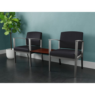 LESRO Amherst Steel Waiting Reception 2 Seat Tandem Metal Frame with Center Table