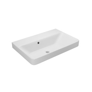WS Bath Collections Luxury 14.6'' White Ceramic Rectangular Bathroom Sink with Overflow