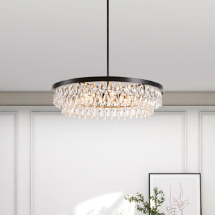 ROSDORF PARK Kloie 6-Light 24" Antique Black Finish Crystal Chandelier